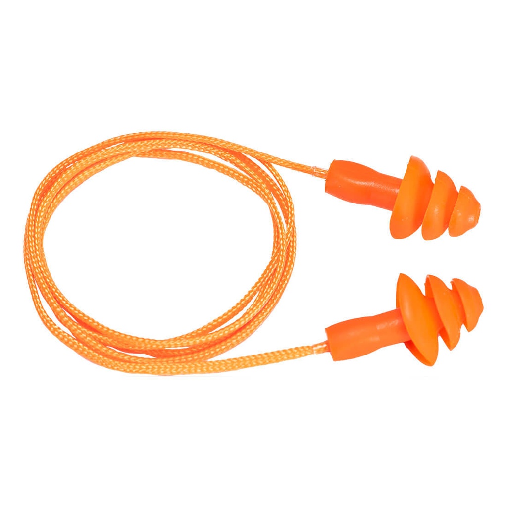 Tapones para los oídos reutilizables de TPR con cordón Naranja 